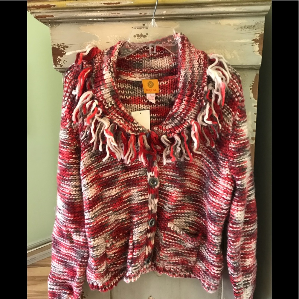 Ladies Sweater Jacket/Ruby Red - image 1